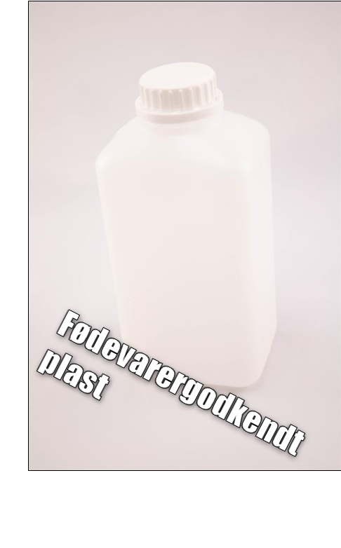Plastflaske 1 liter, rektangulær – frostsikker og fødevaregodkendt HDPE-flaske med hvid prop