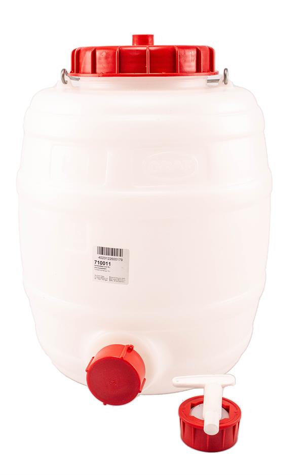 Vinballon / massegæringsfad med tappehane og tyl – 10 liter
