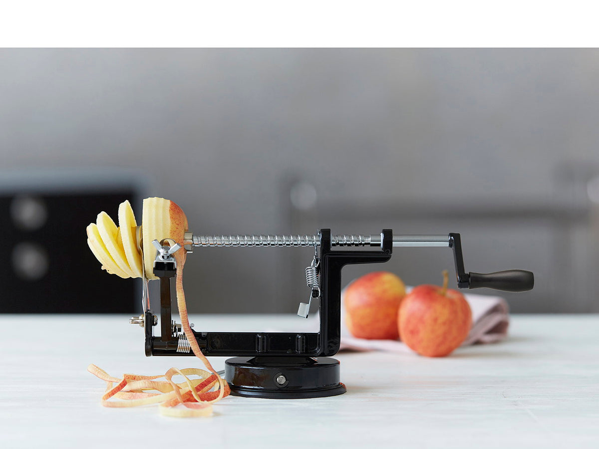 Apple peeler / potato peeler with suction, black