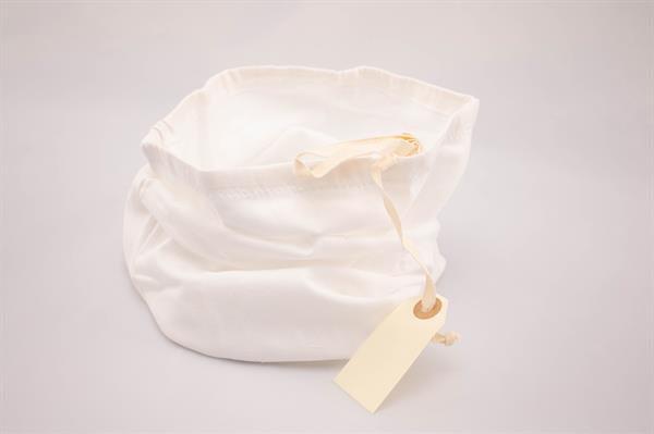 Kornpose / Melpose / Grynpose, hvid bomuld, bredde 24 cm / længde 36 cm