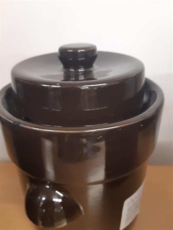 Gærkrukke 3 liter med tryksten og låg – brun, 2. sortering
