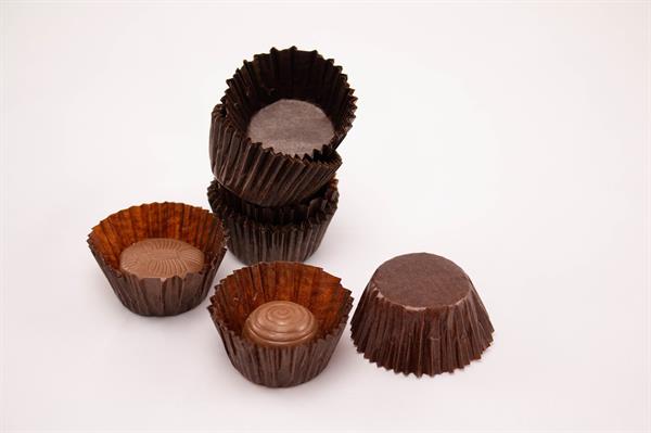 Chokoladekapsler / Konfektkapsler, brune, 100 stk
