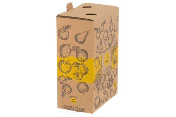 Bag-in-box (BIB) med pose, Happy Juice, 3 liter, sett med 1 eske og 4 poser