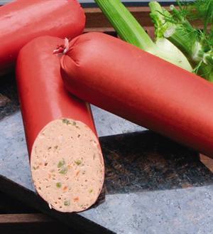 F+ casing, for cooked sausages, red, dia. 6.3 cm / length 25 cm, 1 pc
