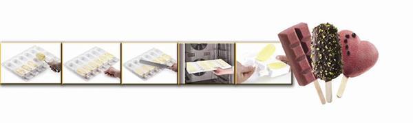 Isform, 12 stk. ovale forme i Magnum facon, inkl. 50 ispinde i træ