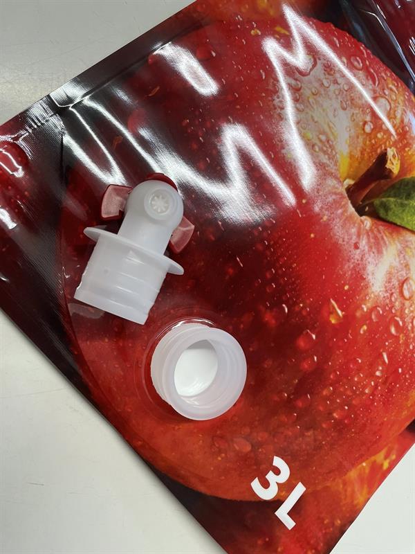 Pouch-up pose / ståpose med eplemotiv, 3 liter. 1 stk.