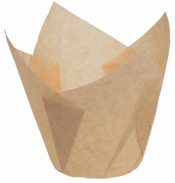 Tulipanformede muffinforme, lysebrun, 25 stk