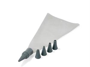 Sprøjtepose i silikone med 5 tyller, 38,5 cm lang, grå. Mærket Funktion