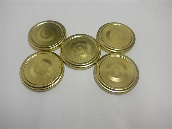 Ekstra skruelåg til glas, guldfarvet, indre dia. 66 mm og ydre dia. 69 mm, 5 stk